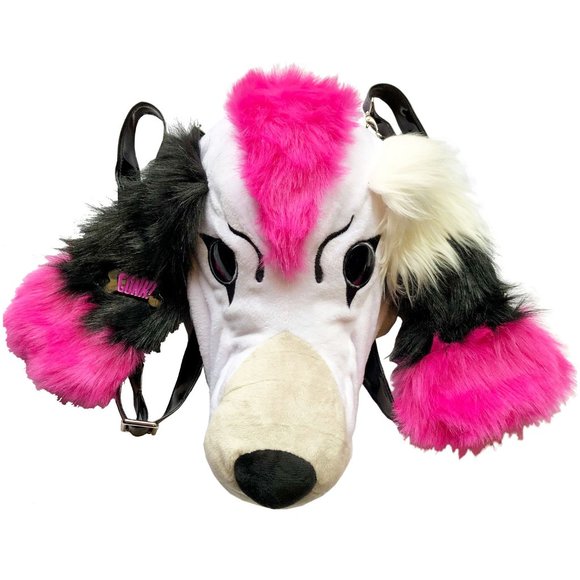 Elvira Gonk Poodle Plush Black Pink White Backpack Bag NEW NWT - Picture 2 of 6